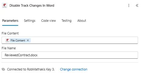 Cliquez pour agrandir Désactiver le suivi des modifications dans Word Power Automate